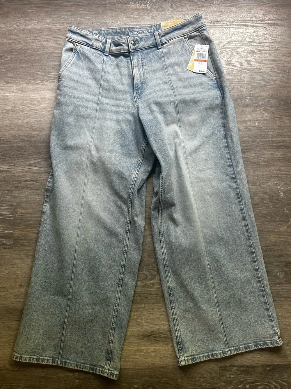 Michael Kors Carmen Wide Leg High Rise Womens Light Blue Jeans Plus Size 16W NWT